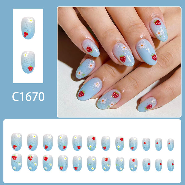 12 Sizes-24 Pcs Press On Nails C1670