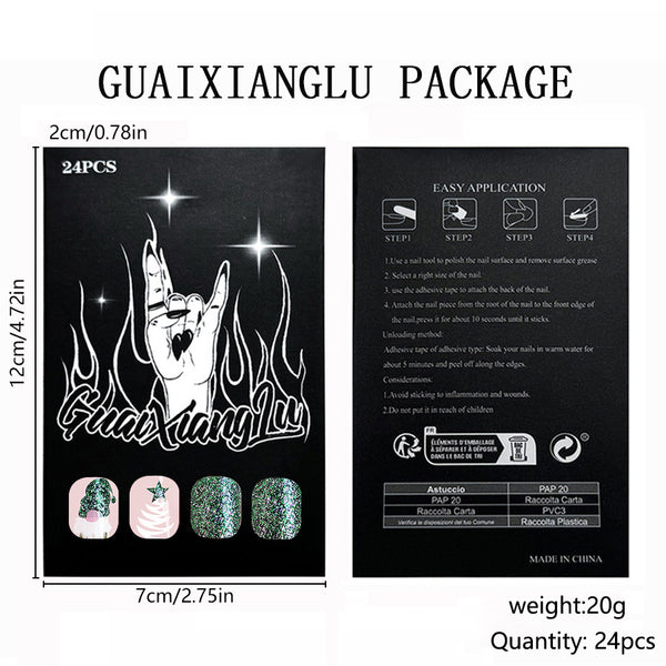 12 Sizes-24 Pcs Press On Nails C665