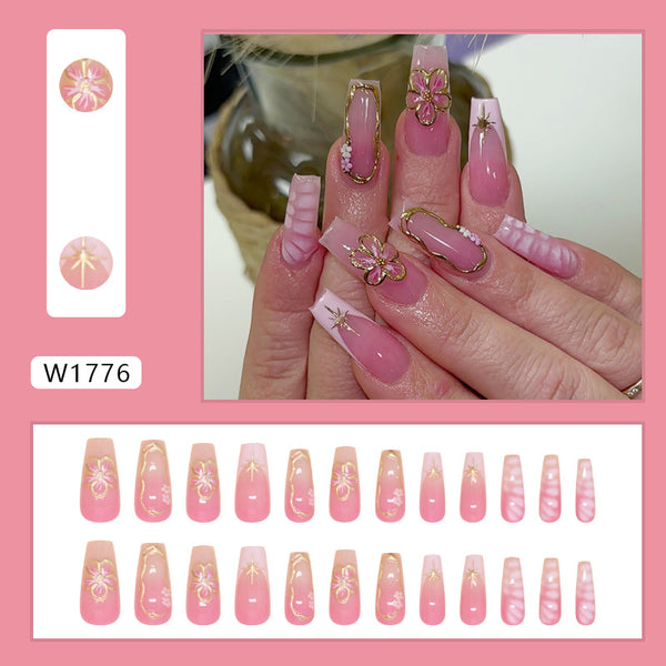 12 Sizes-24 Pcs Press On Nails W1776