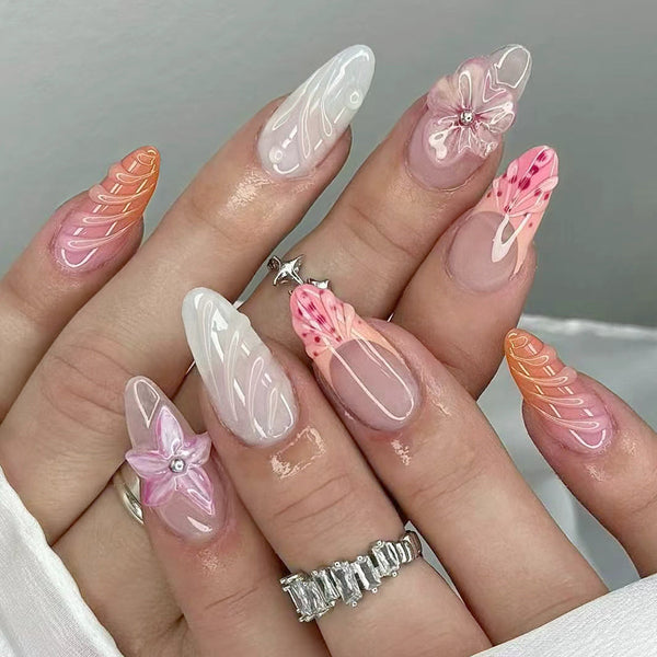 12 Sizes-24 Pcs Press On Nails C1428