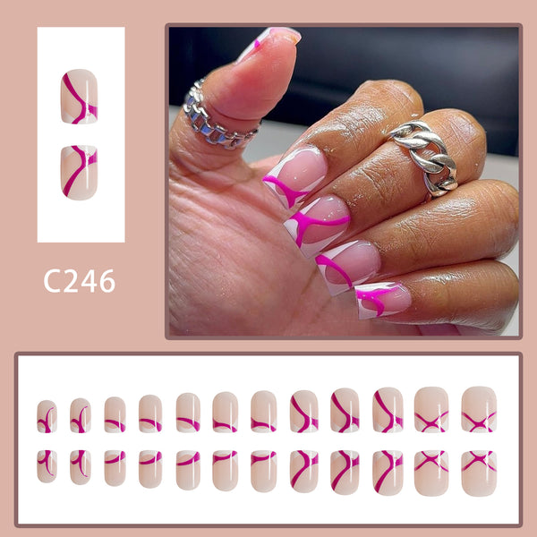 12 Sizes-24 Pcs Press On Nails C246