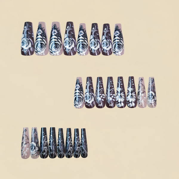 12 Sizes-24 Pcs Press On Nails Y1711