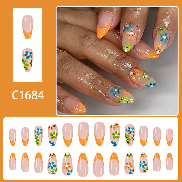 12 Sizes-24 Pcs Press On Nails C1684