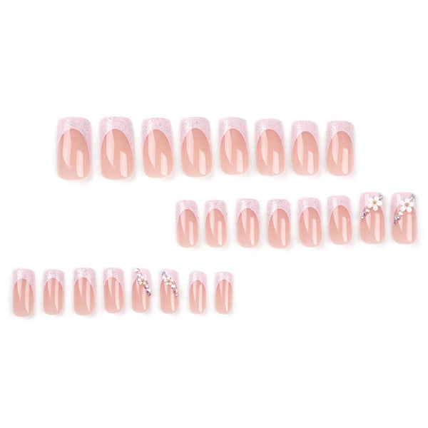 Long Pink Square Press on Nails