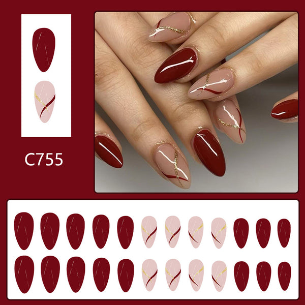 12 Sizes-24 Pcs Press On Nails C755