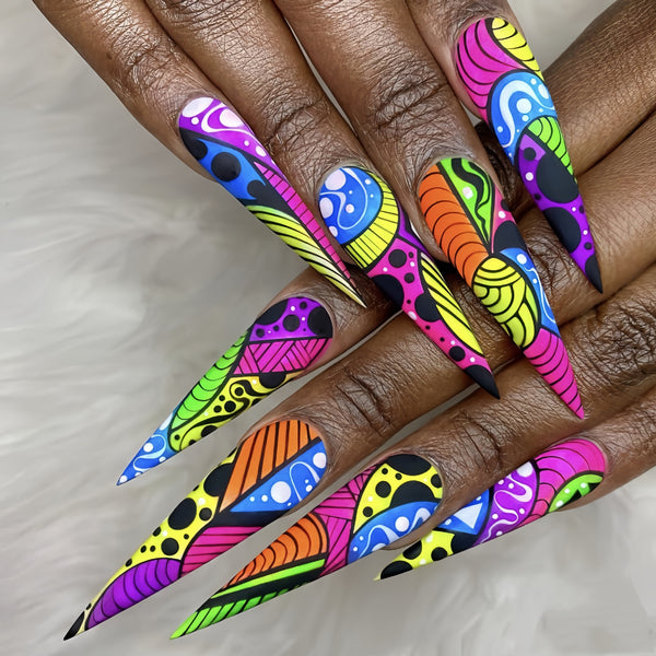 12 Sizes-24 Pcs Press On Nails Y080
