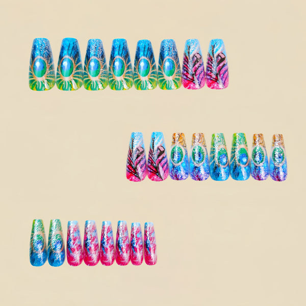12 Sizes-24 Pcs Press On Nails Y1411