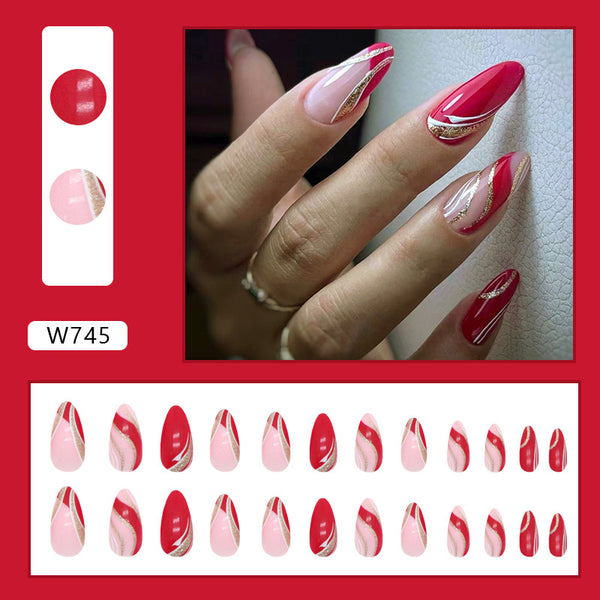 12 Sizes-24 Pcs Press On Nails W724