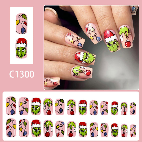 12 Sizes-24 Pcs Press On Nails C1300