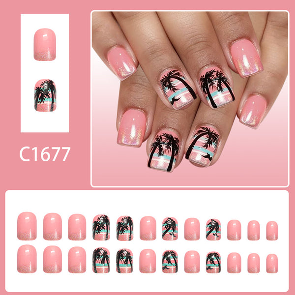 12 Sizes-24 Pcs Press On Nails C1677