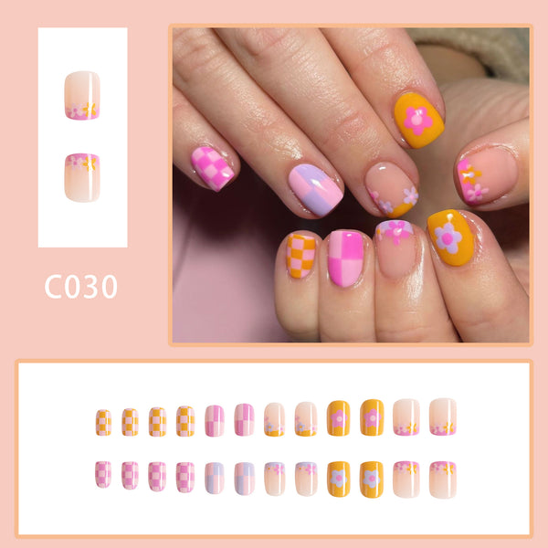 12 Sizes-24 Pcs Press On Nails C030