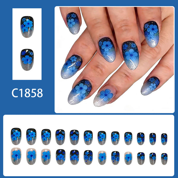 12 Sizes-24 Pcs Press On Nails C1858