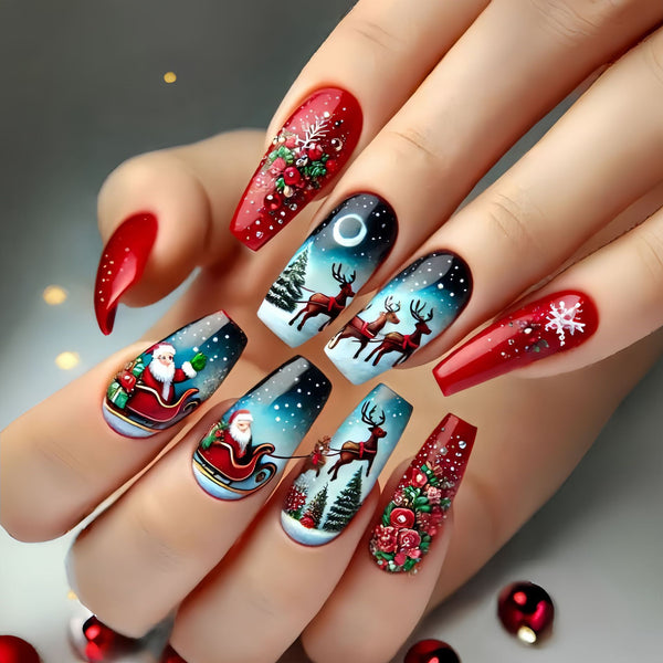 12 Sizes-24 Pcs Press On Nails Y1193