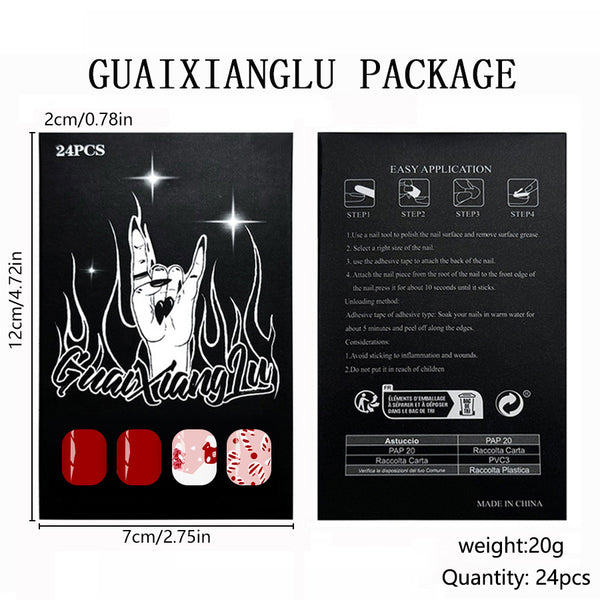 12 Sizes-24 Pcs Press On Nails C1257