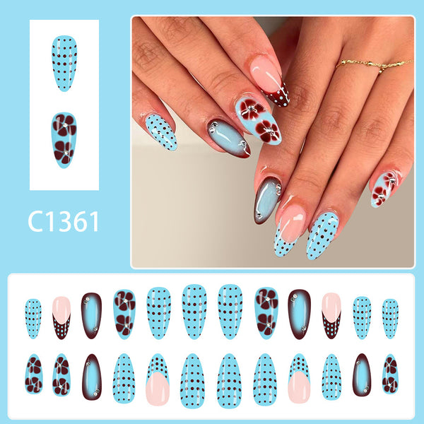 12 Sizes-24 Pcs Press On Nails C1361