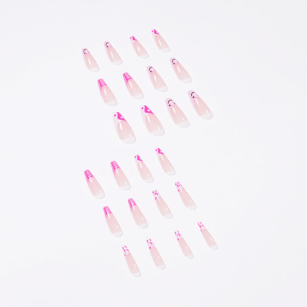 French Glossy Long Press on Nails