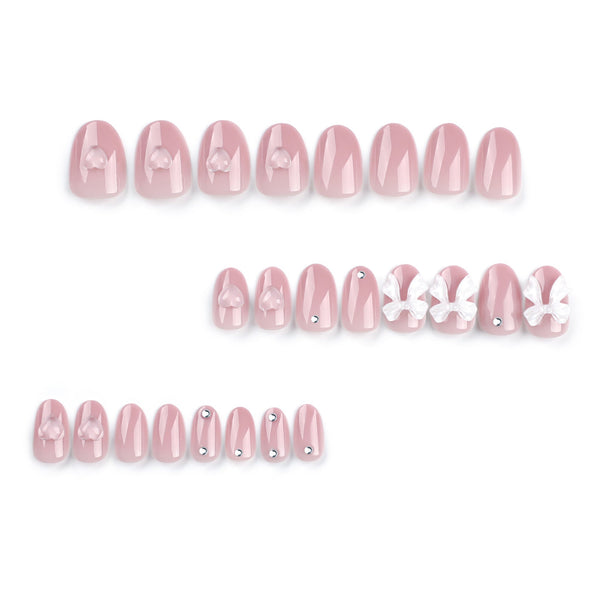 Almond Glossy Medium Pink Press on Nails