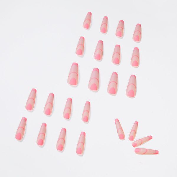 French Long Matte Pink Square Press on Nails