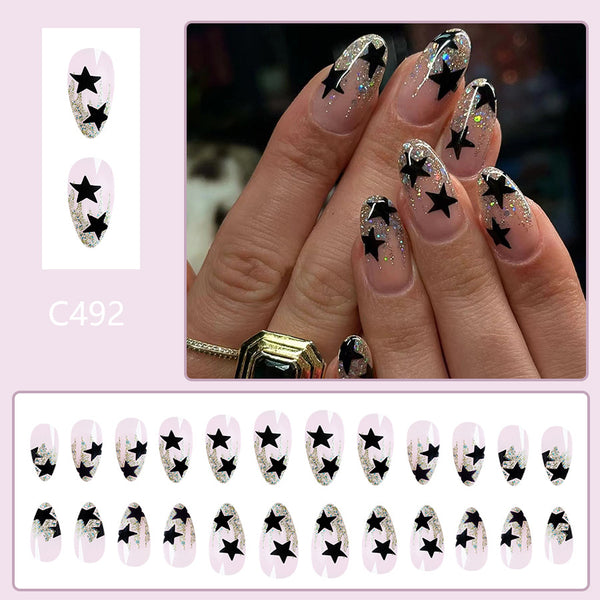 12 Sizes-24 Pcs Press On Nails C492