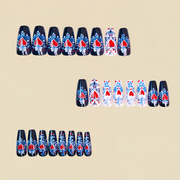 12 Sizes-24 Pcs Press On Nails Y1621