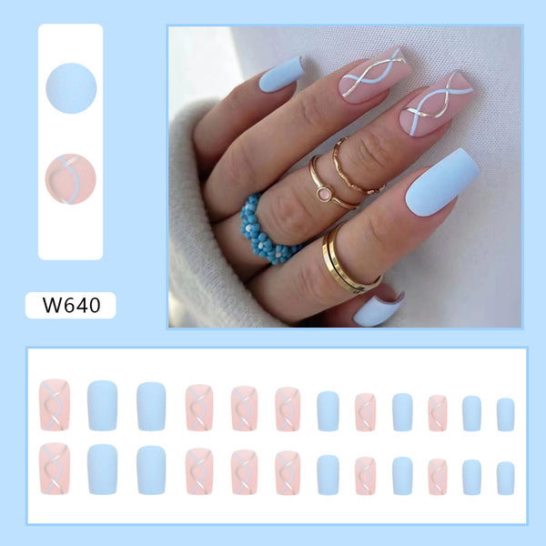 12 Sizes-24 Pcs Press On Nails W640