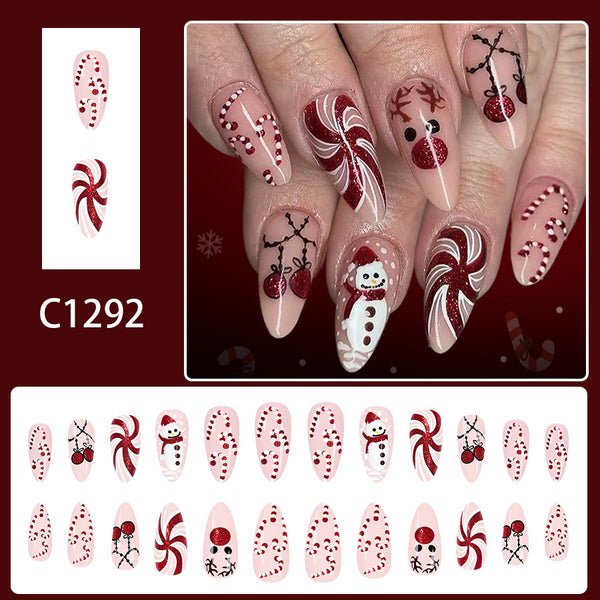 12 Sizes-24 Pcs Press On Nails C1292