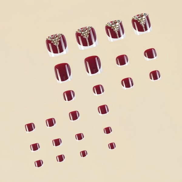 12 Sizes-24 Pcs Press On Nails D018