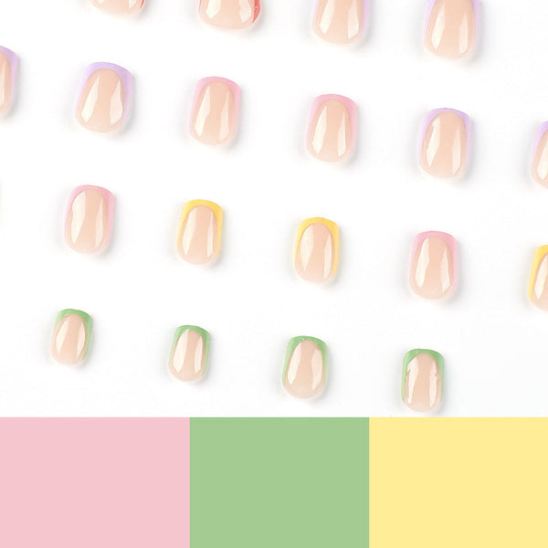 French Glossy Medium Pink Square Press on Nails