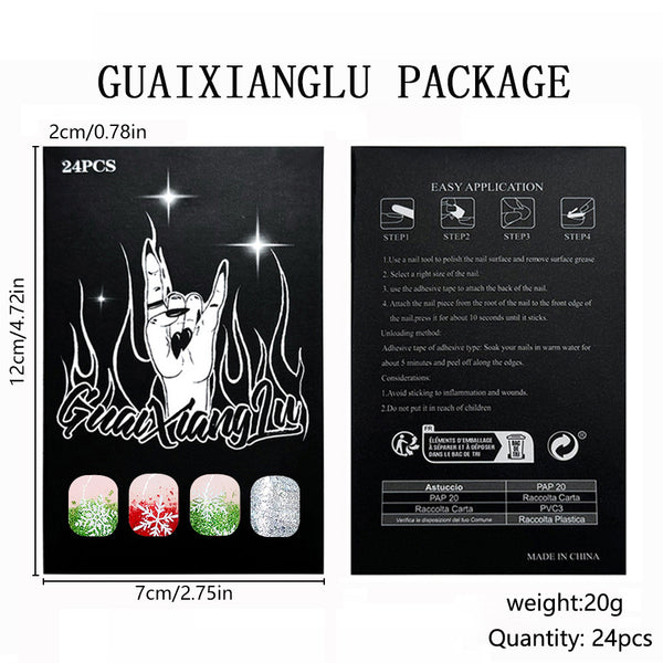 12 Sizes-24 Pcs Press On Nails C698