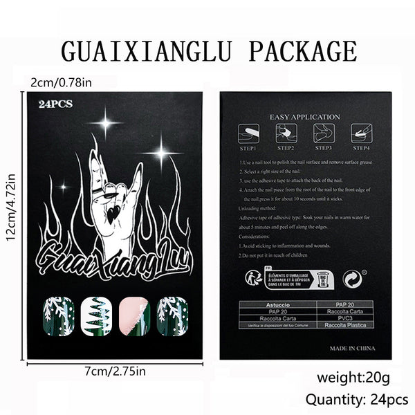 12 Sizes-24 Pcs Press On Nails C1320