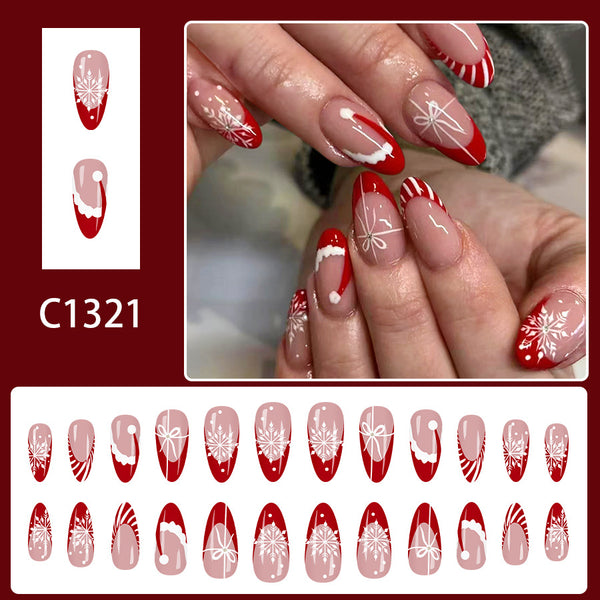 12 Sizes-24 Pcs Press On Nails C1321
