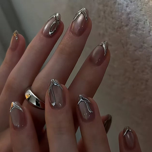 12 Sizes-24 Pcs Press On Nails W1981