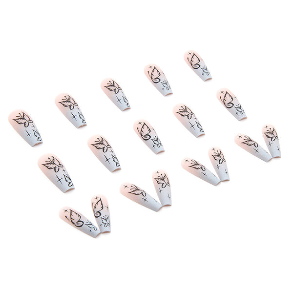 12 Sizes-24 Pcs Press On Nails W128