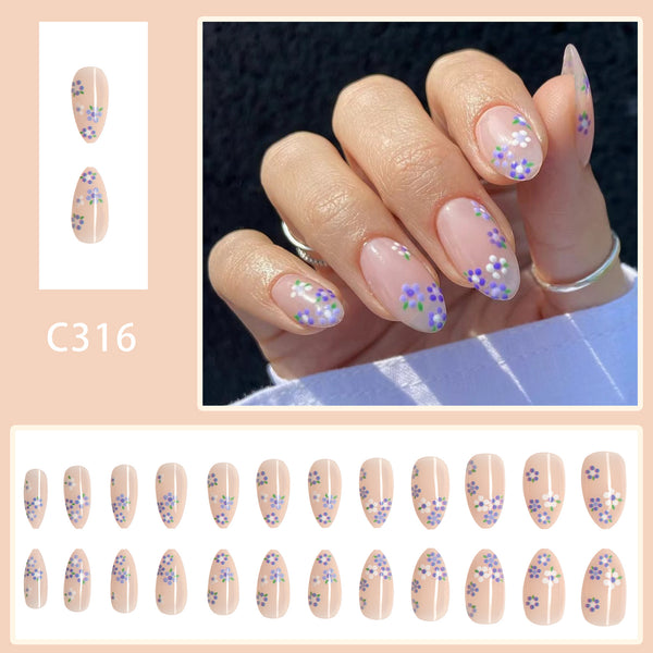 12 Sizes-24 PcsPress On Nails C316