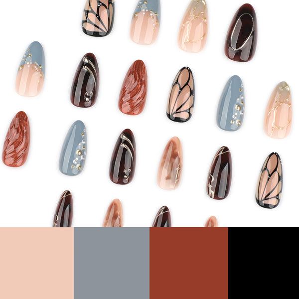 12 Sizes-24 Pcs Press On Nails JP4118