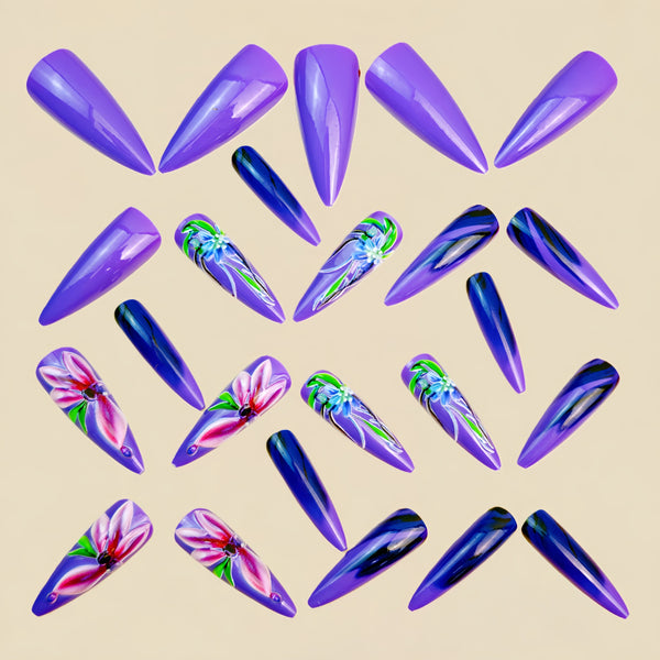 12 Sizes-24 Pcs Press On Nails Y1439