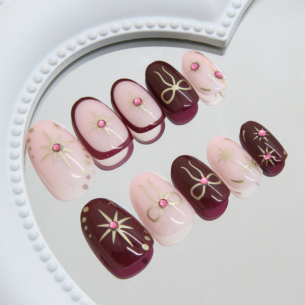 12 Sizes-24 Pcs Press On Nails Z1028