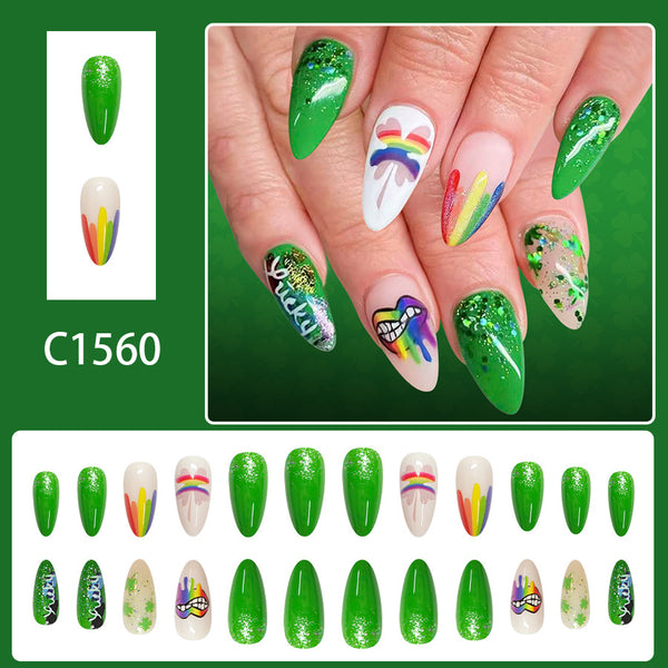 12 Sizes-24 Pcs Press On Nails C1560