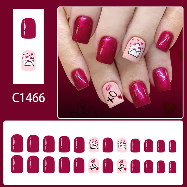 12 Sizes-24 Pcs Press On Nails C1466