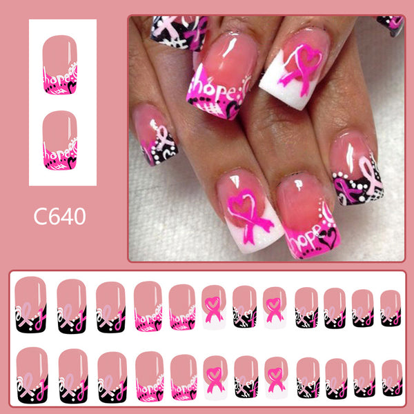 12 Sizes-24 Pcs Press On Nails C640