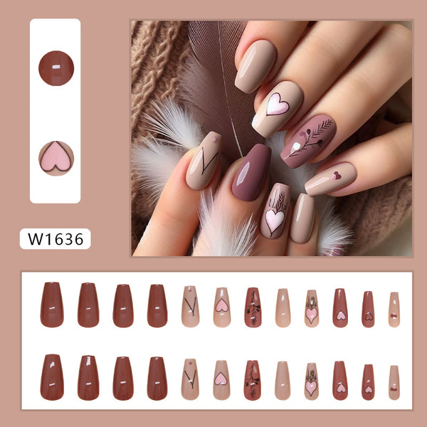 12 Sizes-24 Pcs Press On Nails W1636