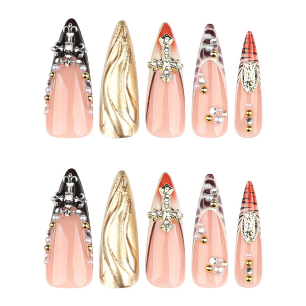 12 Sizes-24 Pcs Press On Nails JP3648