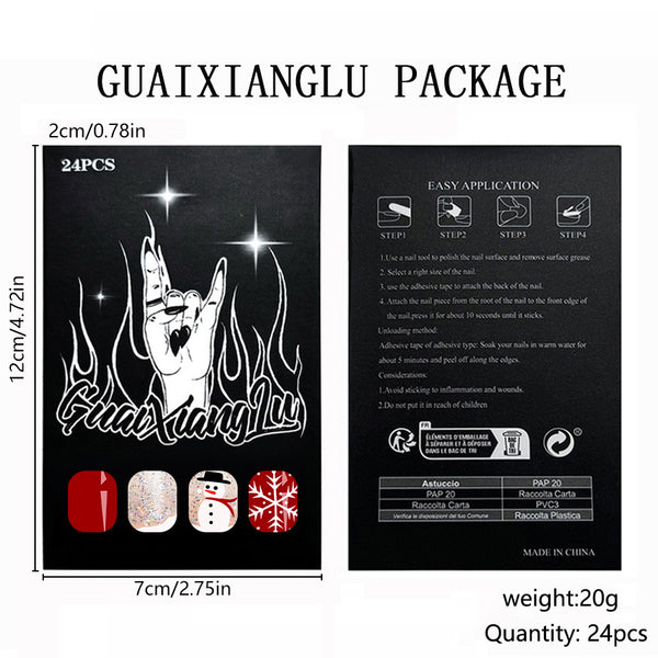 12 Sizes-24 Pcs Press On Nails C1281