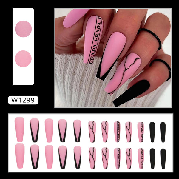 12 Sizes-24 Pcs Press On Nails W1299