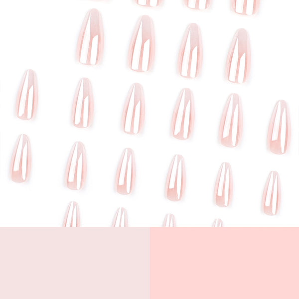 Almond Glossy Medium Pink Press on Nails