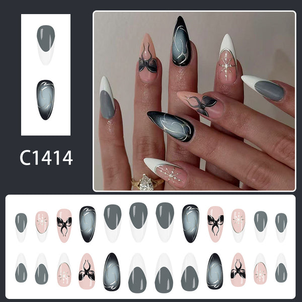 12 Sizes-24 Pcs Press On Nails C1414
