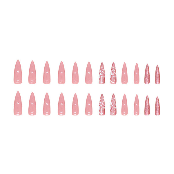 12 Sizes-24 Pcs Press On Nails W1488