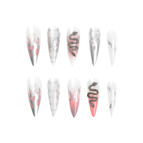 Almond Glossy Long Ombre Press on Nails