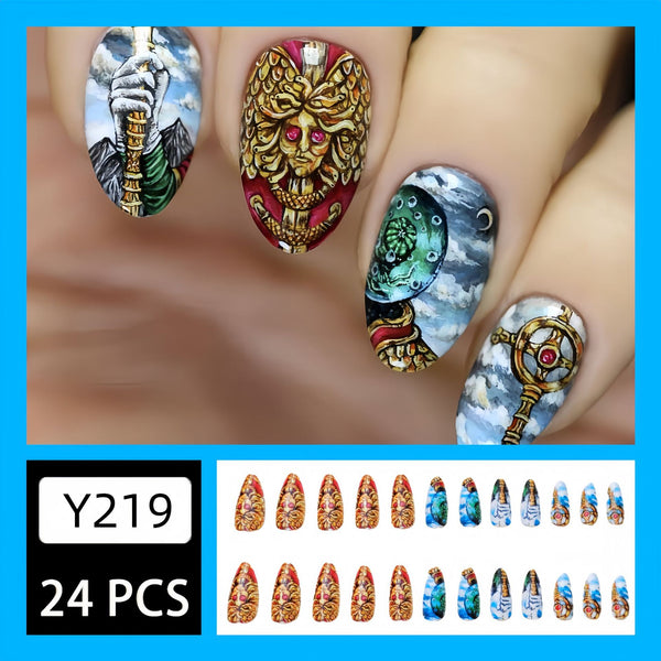 12 Sizes-24 Pcs Press On Nails Y219