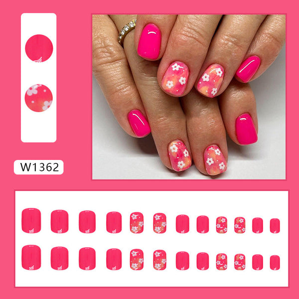 Glossy Pink Short Square Press on Nails